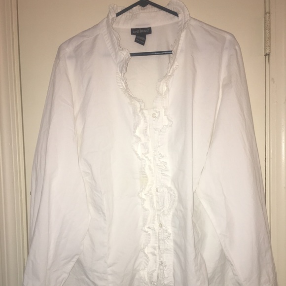 Lane Bryant Tops - 🌸Lane Bryant White Ruffle Dress Shirt Size 26/28